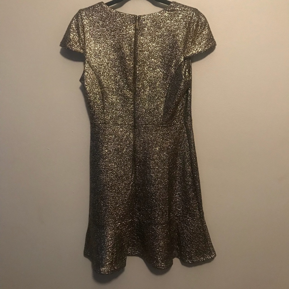 Michael Kors Metallic Flounce-Hem Dress gold NWT - Picture 6 of 8